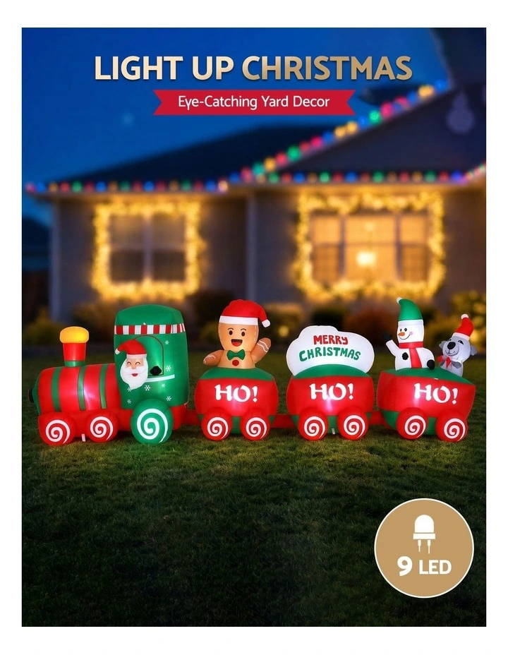 Jingle Jollys Christmas Inflatable Santa Train 3.6M Length LED Decorations Illuminated image 4