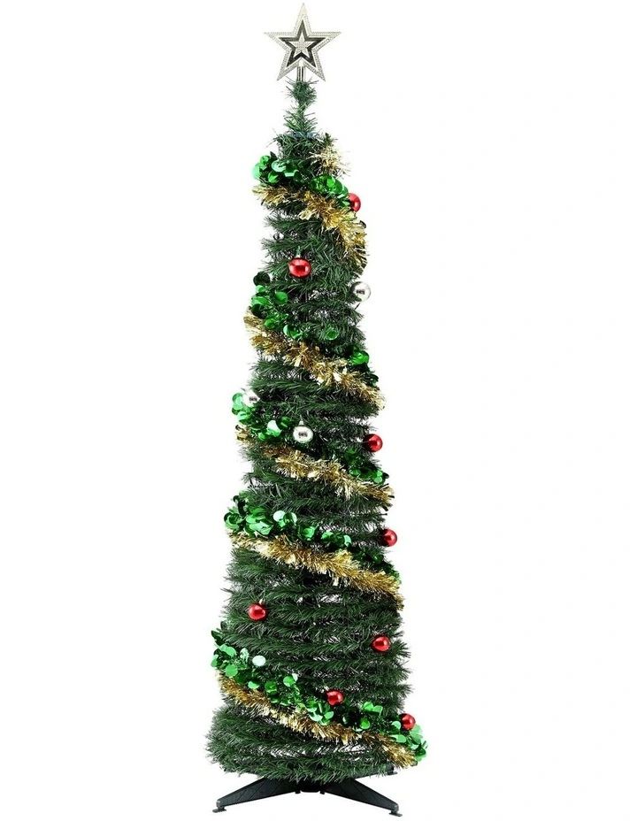 Jingle Jollys Pop Up Christmas Tree Pre Decorated Warm White LED 160cm image 3