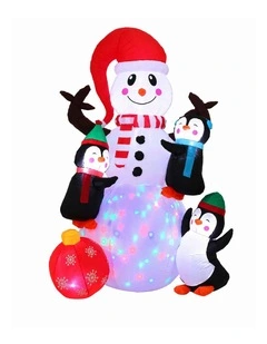 Jingle Jollys Christmas Inflatable Snowman 1.8M Height LED Outdoor Decorations Illuminated