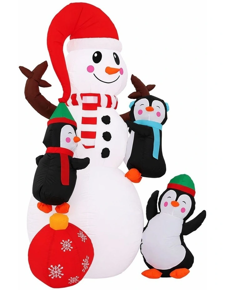 Jingle Jollys Christmas Inflatable Snowman 1.8M Height LED Outdoor Decorations Illuminated image 3