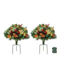 Jingle Jollys 2 Pack 45cm Lighted Artificial Christmas Tree Pathway Xmas Trees