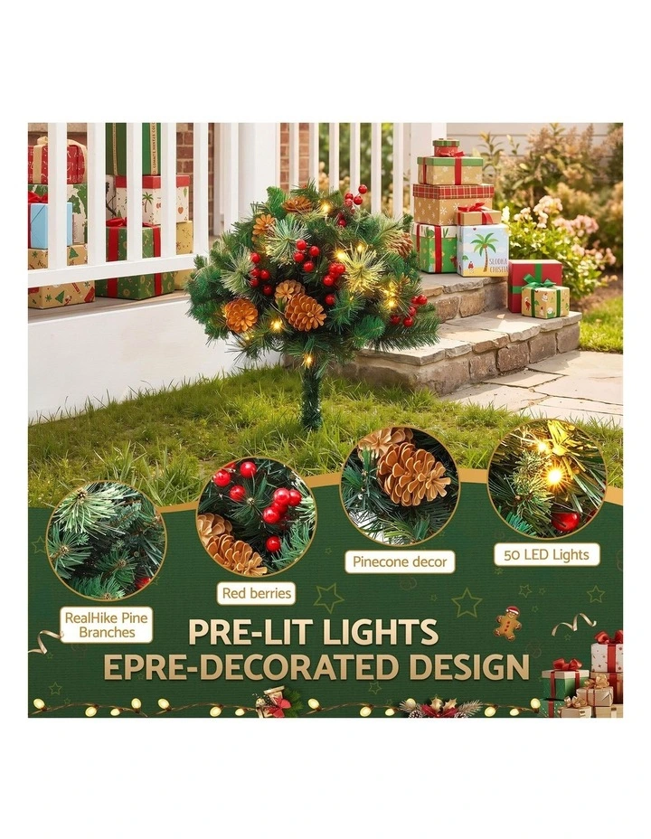 Jingle Jollys 2 Pack 45cm Lighted Artificial Christmas Tree Pathway Xmas Trees image 4