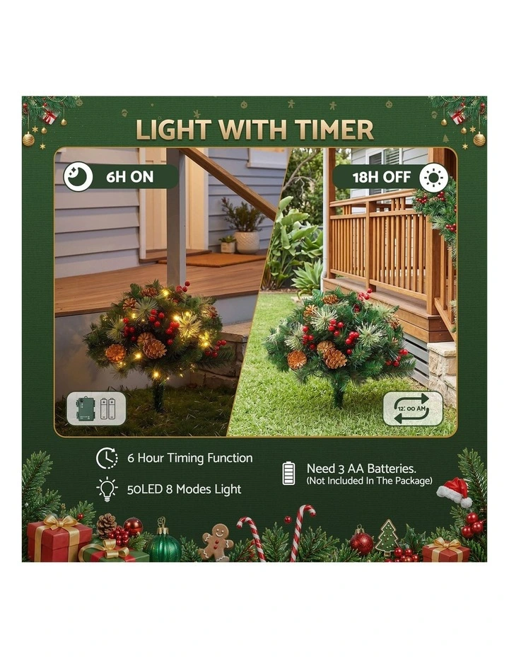 Jingle Jollys 2 Pack 45cm Lighted Artificial Christmas Tree Pathway Xmas Trees image 5