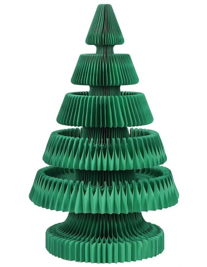 Jingle Jollys Paper Christmas Tree 87CM w/ Star Topper LEDs Xmas Decorations Kit Home Office Green image 3