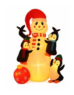 Jingle Jollys Christmas Inflatable Snowman 1.8M Height LED Outdoor Decorations Warm Light