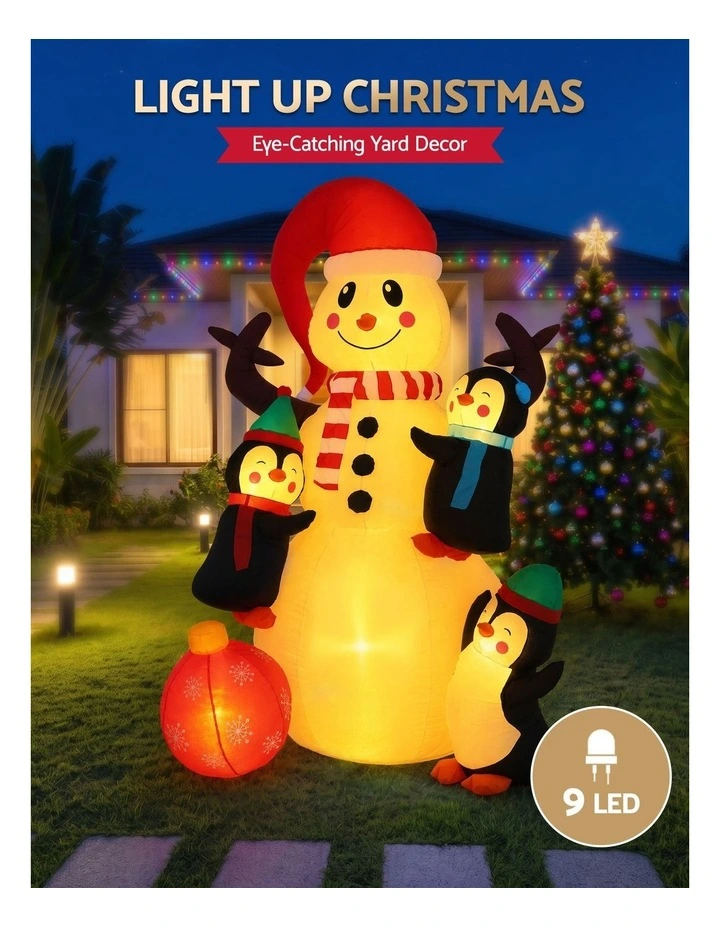 Jingle Jollys Christmas Inflatable Snowman 1.8M Height LED Outdoor Decorations Warm Light image 4