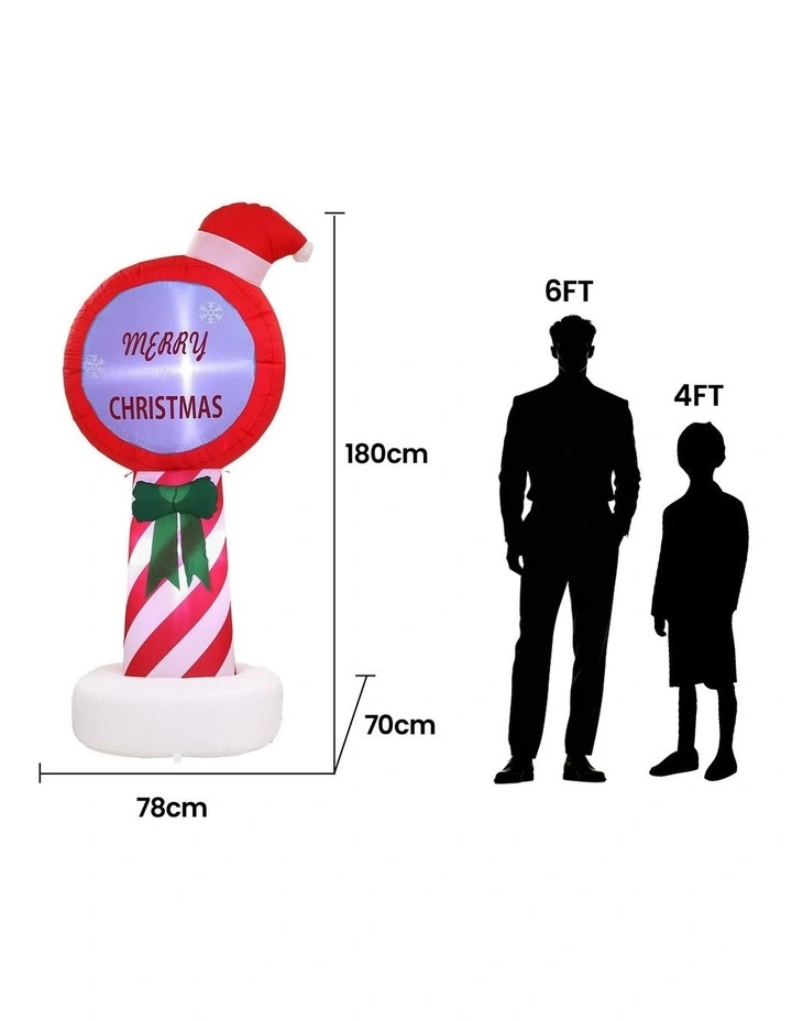 Jingle Jollys Christmas Inflatable Pole 1.8M Height LED Outdoor Decorations Illuminated image 2