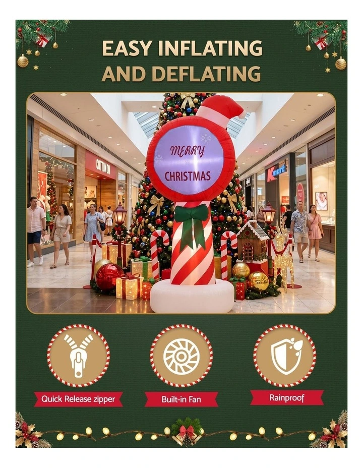 Jingle Jollys Christmas Inflatable Pole 1.8M Height LED Outdoor Decorations Illuminated image 5