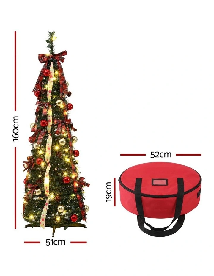 Jingle Jollys Pop Up Christmas Tree Pre Decorated Artificial Christmas Tree 160cm image 2