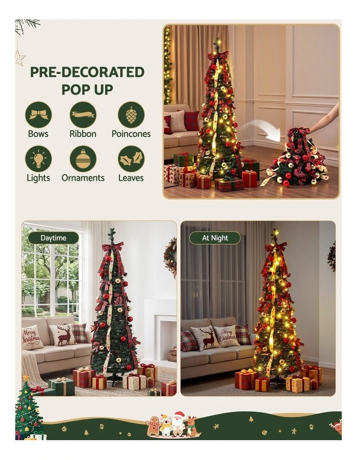 Jingle Jollys Pop Up Christmas Tree Pre Decorated Artificial Christmas Tree 160cm image 4