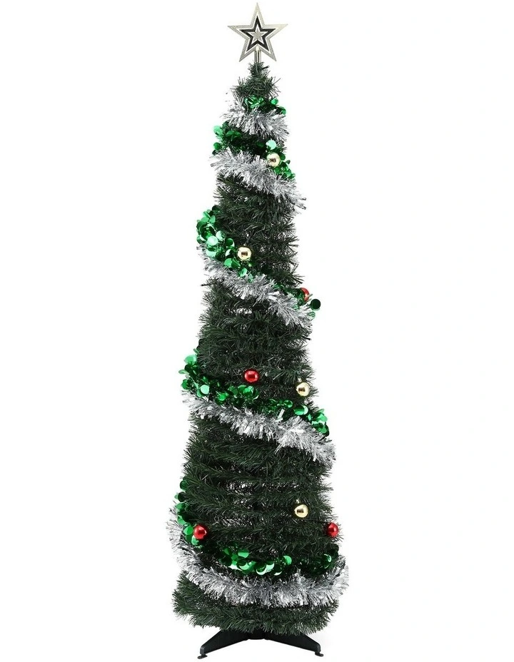 Jingle Jollys Pop Up Christmas Tree Pre Decorated Warm White LED 155cm image 3