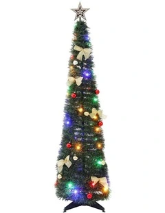 Jingle Jollys Pop Up Christmas Tree Pre Decorated Multicolour LED 155cm
