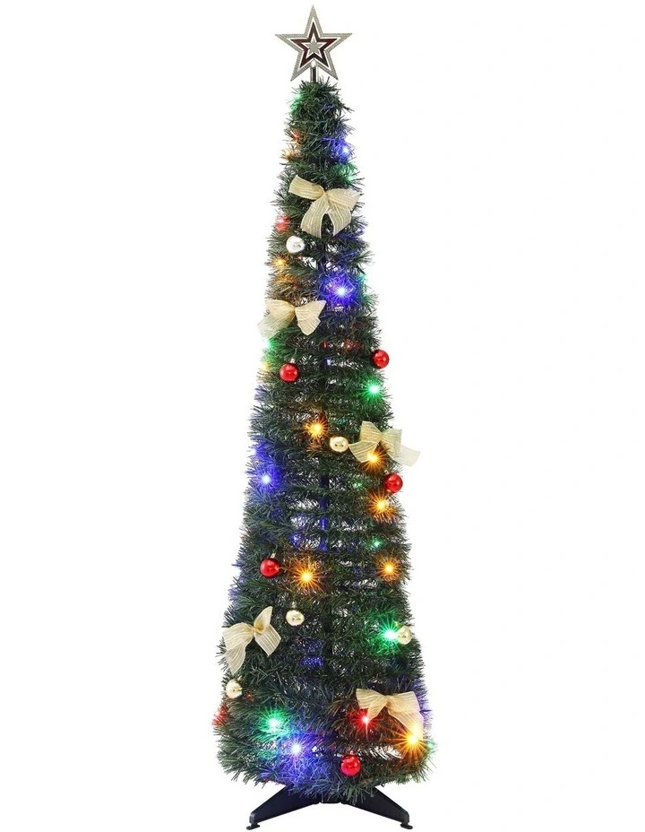 Jingle Jollys Pop Up Christmas Tree Pre Decorated Multicolour LED 155cm image 1