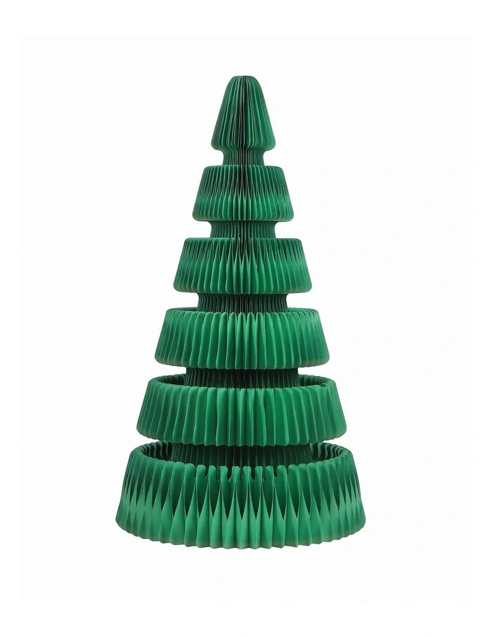 Jingle Jollys Paper Christmas Tree 111CM w/ Star Topper LEDs Xmas Decorations Kit Home Office Green image 3