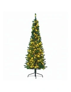 Jingle Jollys 1.8m Pre-Lit Christmas Tree Slim Pencil Xmas Tree Corner Tree