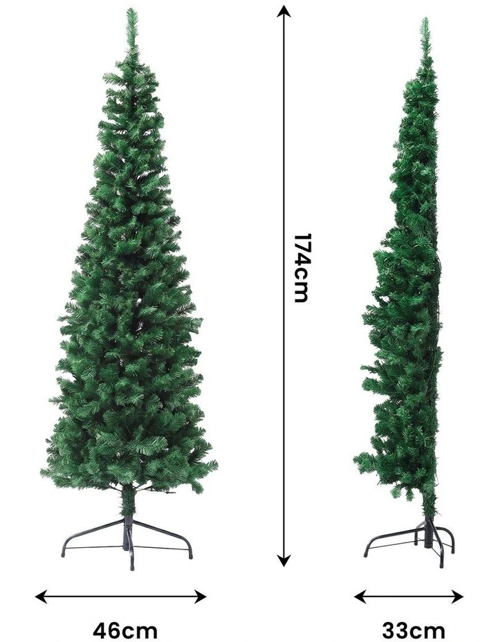 Jingle Jollys 1.8m Pre-Lit Christmas Tree Slim Pencil Xmas Tree Corner Tree image 2