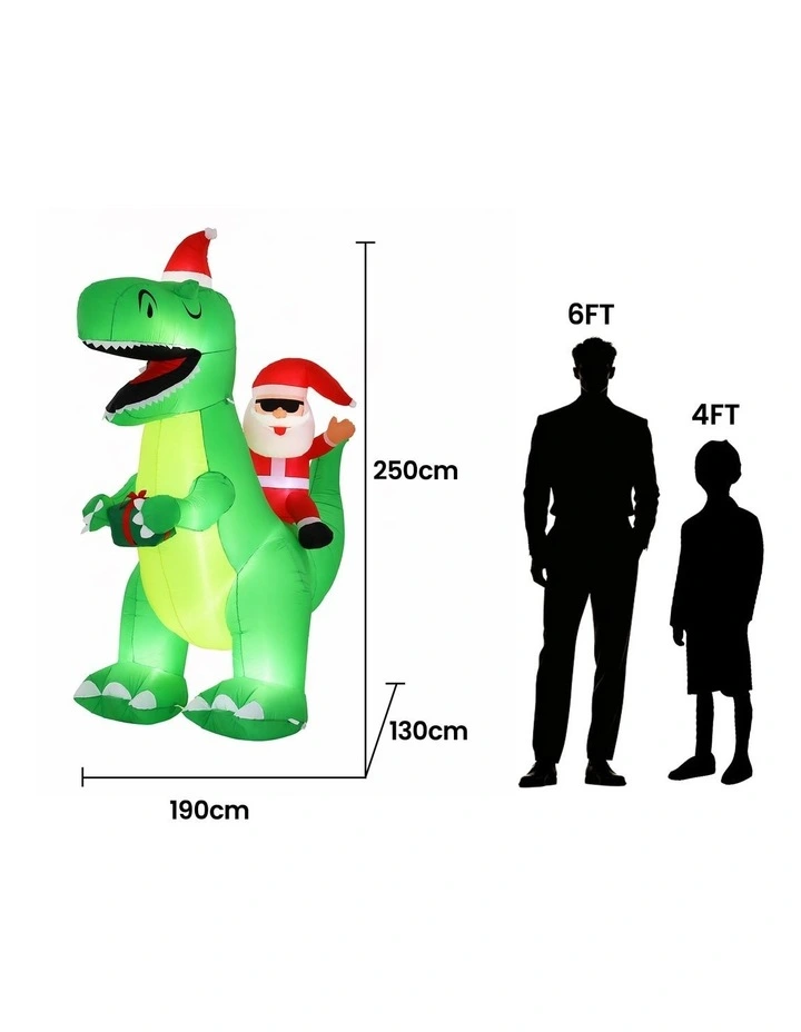 Jingle Jollys Christmas Inflatable Dinosaur 2.5M Illuminated Decorations image 2
