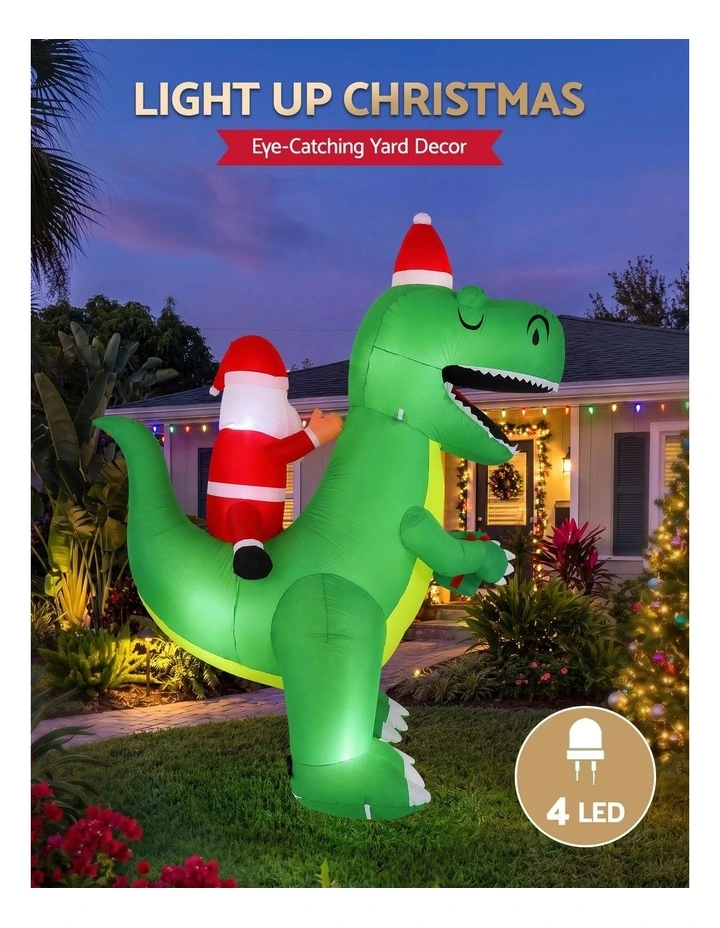 Jingle Jollys Christmas Inflatable Dinosaur 2.5M Illuminated Decorations image 4