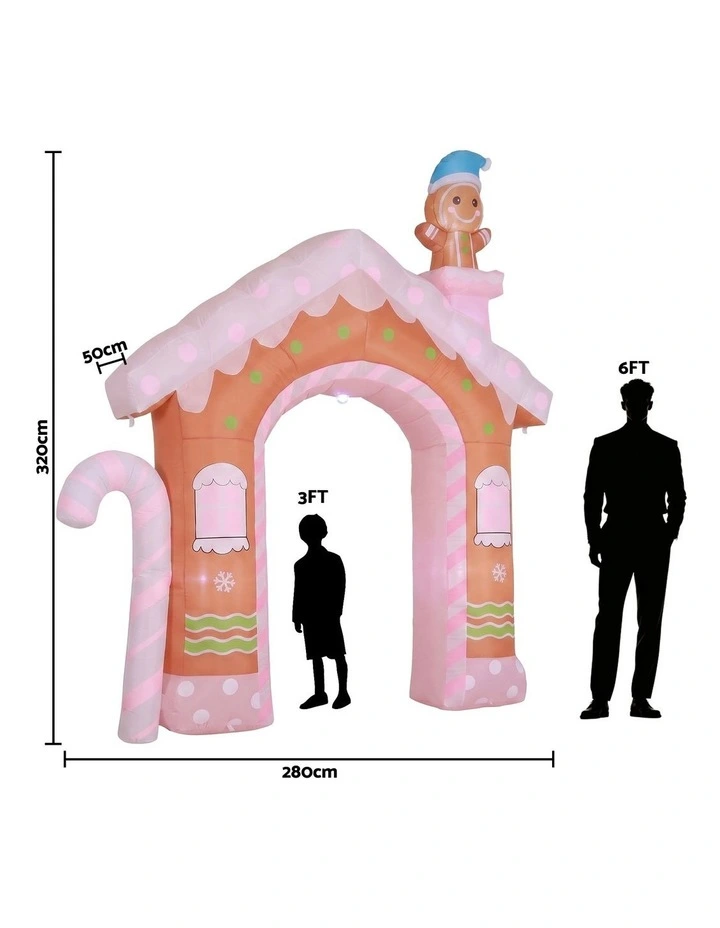 Jingle Jollys Christmas Inflatable Gingerbread Man Candy 3.2M Illuminated Decorations image 2