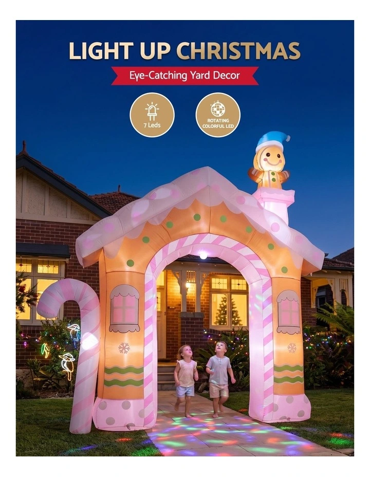Jingle Jollys Christmas Inflatable Gingerbread Man Candy 3.2M Illuminated Decorations image 4