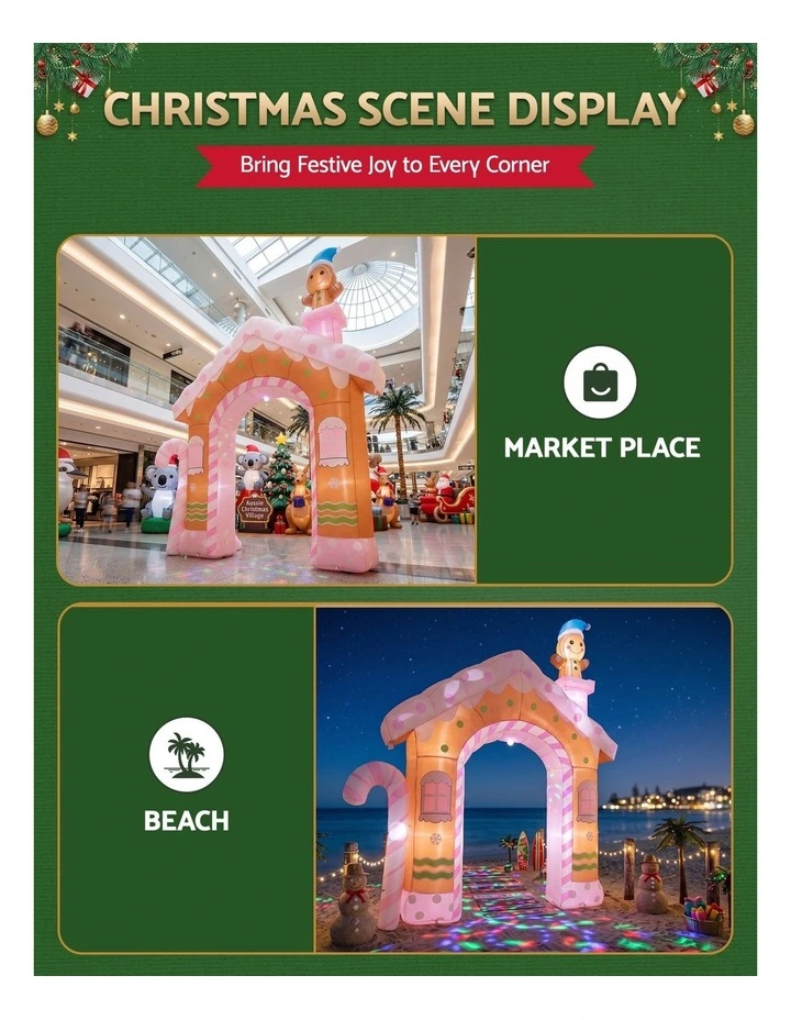 Jingle Jollys Christmas Inflatable Gingerbread Man Candy 3.2M Illuminated Decorations image 5