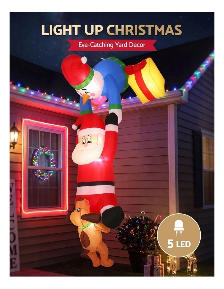 Jingle Jollys Christmas Inflatable Climbing Santa 3.5M Height LED Decorations Illuminated image 4