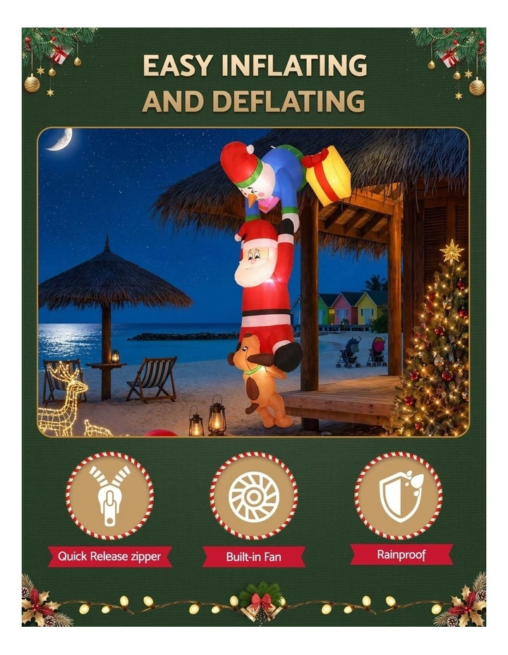 Jingle Jollys Christmas Inflatable Climbing Santa 3.5M Height LED Decorations Illuminated image 5