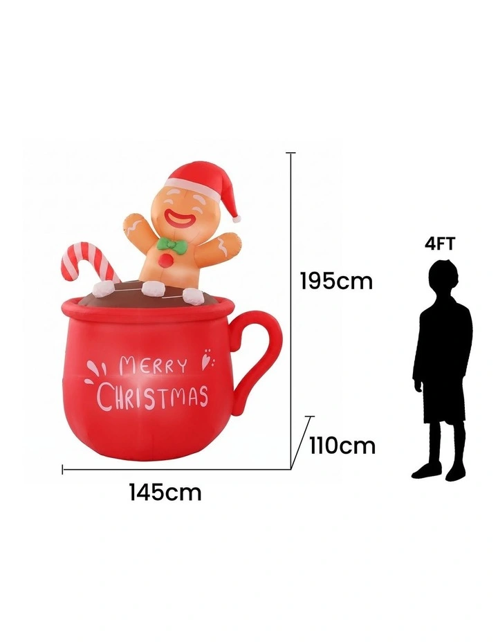 Jingle Jollys Christmas Inflatable Cup 1.8M Height LED Outdoor Decorations Illuminated image 2