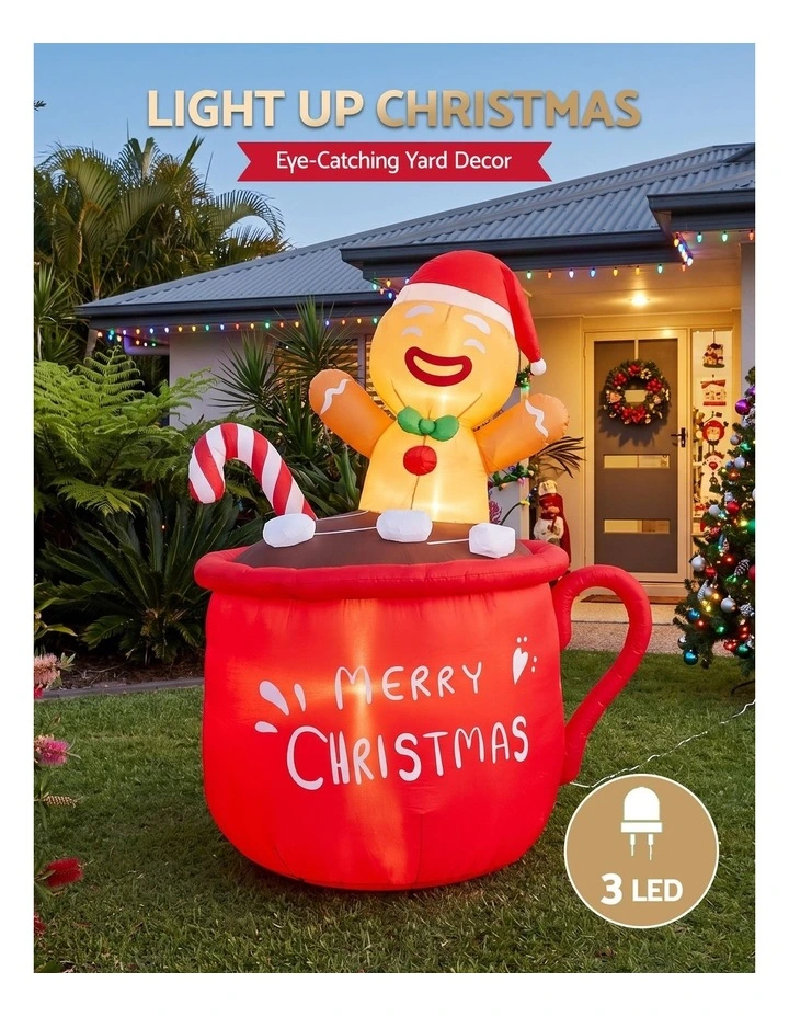 Jingle Jollys Christmas Inflatable Cup 1.8M Height LED Outdoor Decorations Illuminated image 4