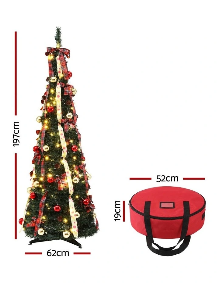 Jingle Jollys Pop Up Christmas Tree Pre Decorated Artificial Christmas Tree 197cm image 2