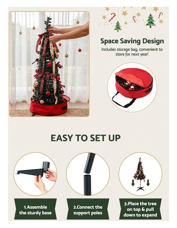 Jingle Jollys Pop Up Christmas Tree Pre Decorated Artificial Christmas Tree 197cm image 5