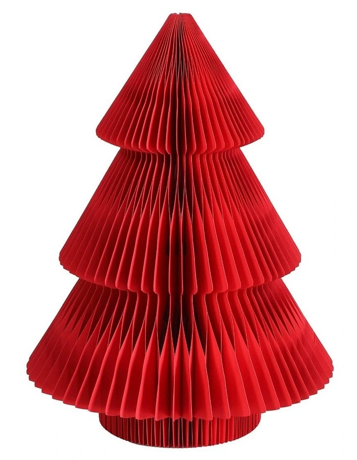 Jingle Jollys Paper Christmas Tree 47CM w/ Star Topper Xmas Decoration Tabletop Red DIY Ornament Set image 3