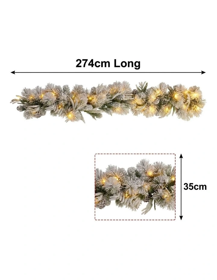 Christabelle 2.74m Alpine Snow Christmas Garland Pre Lit Multi Function LED Timer Flocked Pine Cones image 6