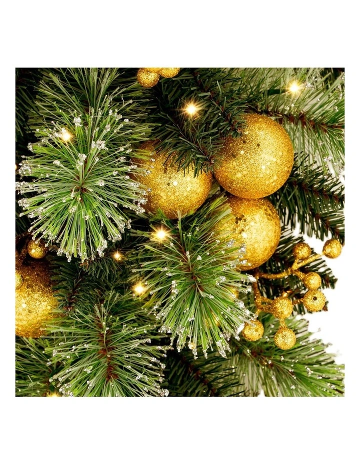 Christabelle 90cm Gold Christmas Teardrop Wreath Pre Lit Warm White LED Timer Door Decoration image 7