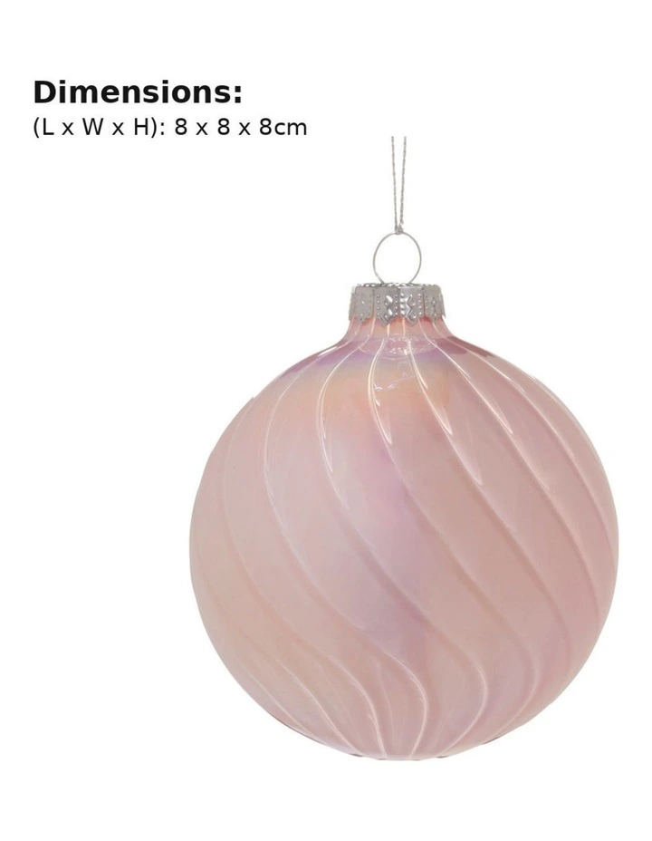 Christabelle 6 Pink Glass Christmas Baubles Gloss Textured 8cm Xmas Decorations Hanging Ornaments image 2