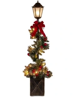 Christabelle 1.52m Lamp Post Christmas Light Up Display Bows Berries Baubles