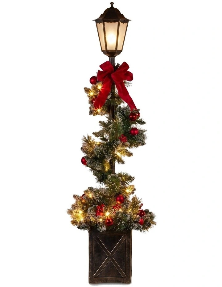 Christabelle 1.52m Lamp Post Christmas Light Up Display Bows Berries Baubles image 1