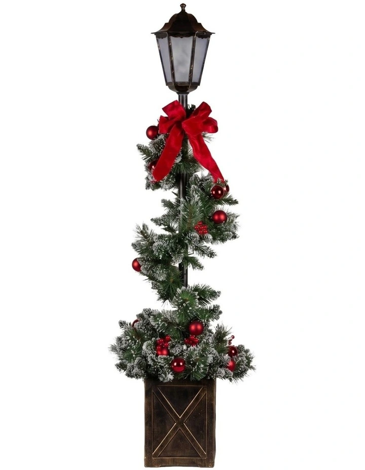 Christabelle 1.52m Lamp Post Christmas Light Up Display Bows Berries Baubles image 2