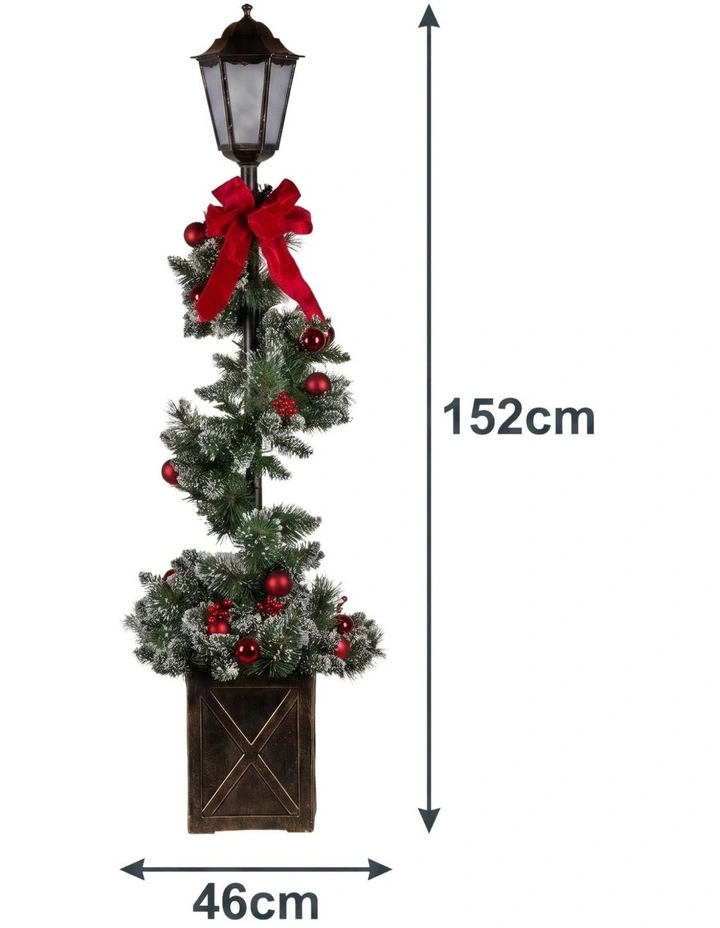 Christabelle 1.52m Lamp Post Christmas Light Up Display Bows Berries Baubles image 3