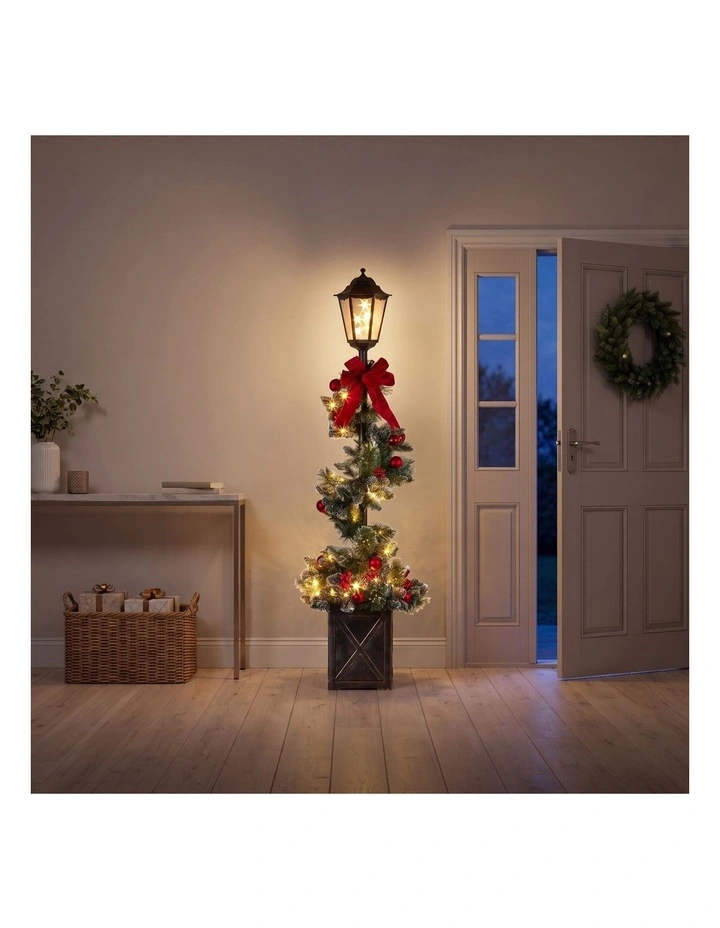 Christabelle 1.52m Lamp Post Christmas Light Up Display Bows Berries Baubles image 4