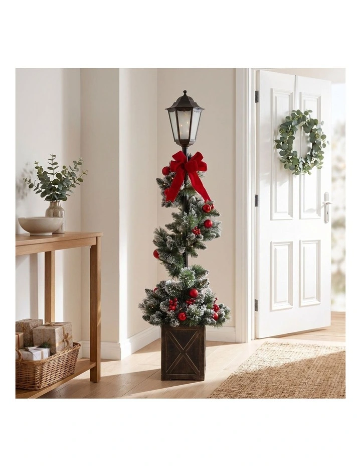 Christabelle 1.52m Lamp Post Christmas Light Up Display Bows Berries Baubles image 6