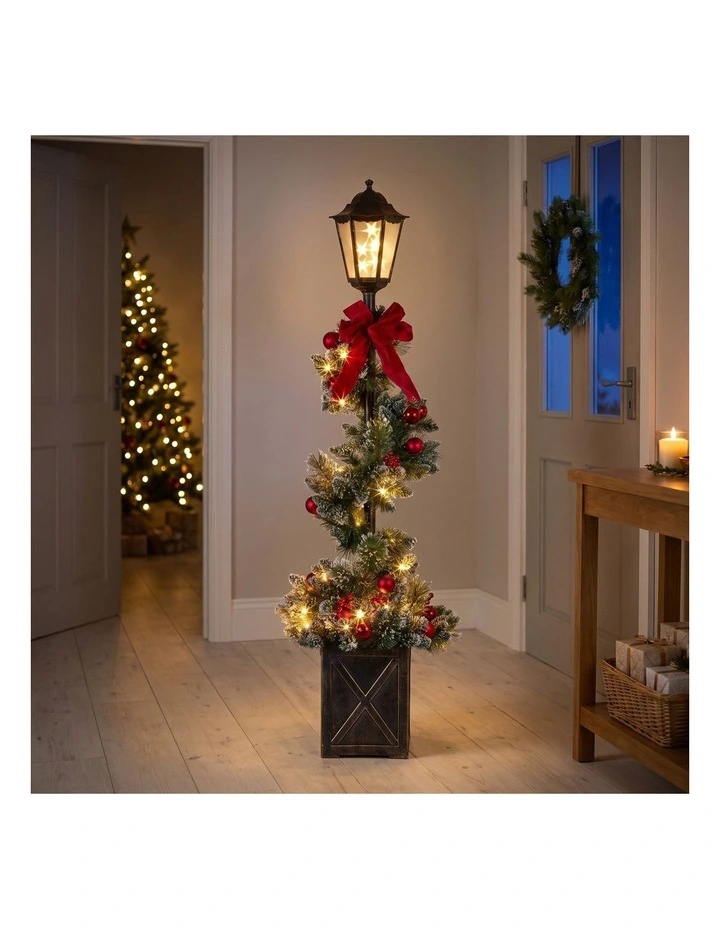 Christabelle 1.52m Lamp Post Christmas Light Up Display Bows Berries Baubles image 7