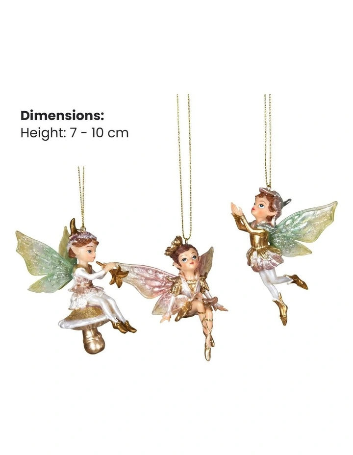 Christabelle 3 Fairy Christmas Ornaments Assorted Novelty Figures 10cm Decorations Hanging Baubles image 2