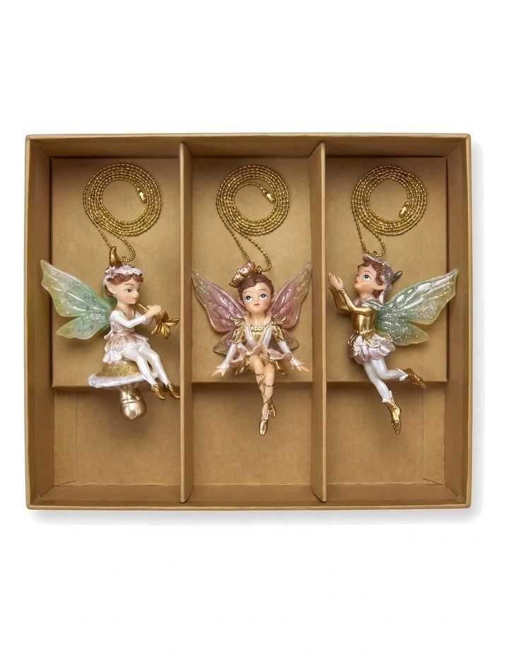 Christabelle 3 Fairy Christmas Ornaments Assorted Novelty Figures 10cm Decorations Hanging Baubles image 3
