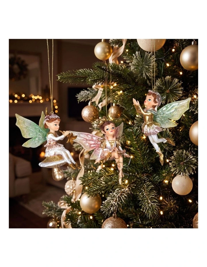 Christabelle 3 Fairy Christmas Ornaments Assorted Novelty Figures 10cm Decorations Hanging Baubles image 4