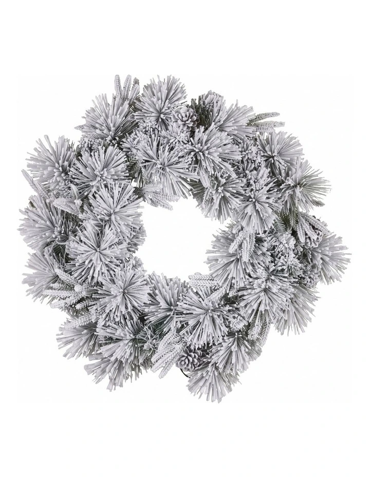 Christabelle 61cm Alpine Snow Christmas Wreath Pre Lit Multi Function LED Timer Xmas Decoration Home image 4