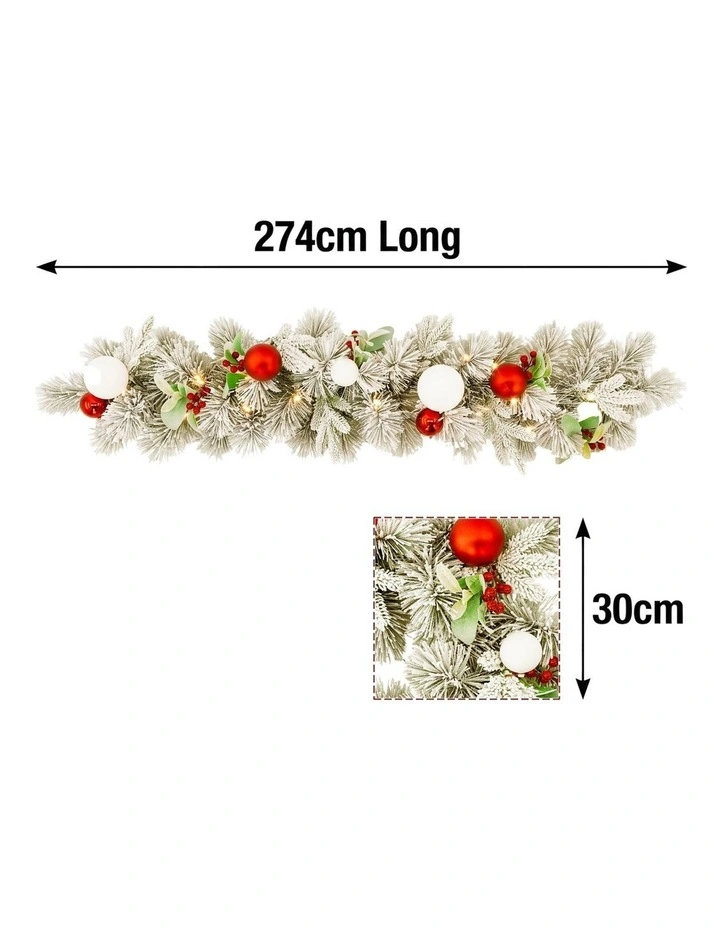 Christabelle 2.74m Snowy Elegance Christmas Garland Pre Lit Warm White image 2