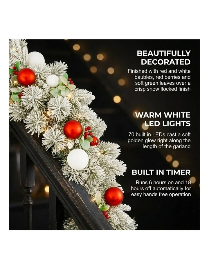 Christabelle 2.74m Snowy Elegance Christmas Garland Pre Lit Warm White image 4
