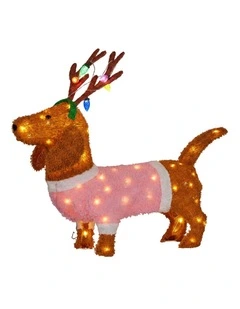 Christabelle 73cm Dachshund Dog Christmas Light Up Display Pine Cone Lights Outdoor Indoor Decor