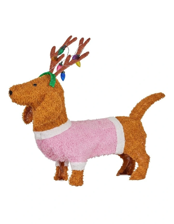 Christabelle 73cm Dachshund Dog Christmas Light Up Display Pine Cone Lights Outdoor Indoor Decor image 4